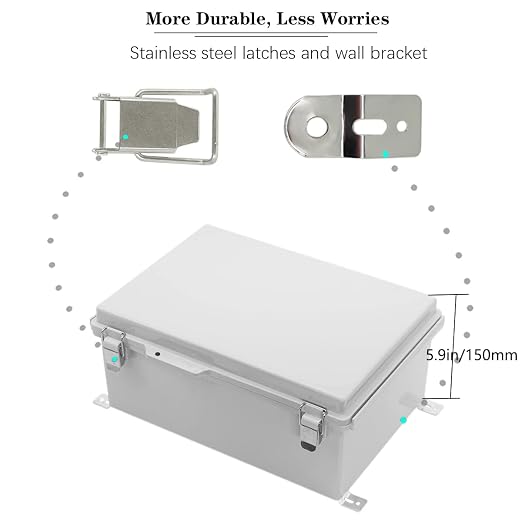 Zulkit Junction Box, IP67 Waterproof Electrical Box Hinged Cover Stainless - Image 2