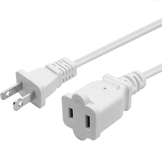 Short Extension Cord 3 Ft, 2-Prong Extension Cord, NEMA 1-15P to 1-15R Thin - Image 8