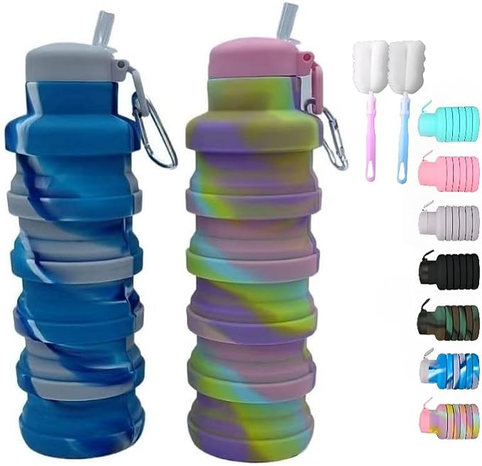 Collapsible water bottles 2 Pack by LIZADIN