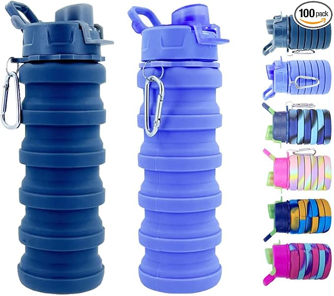 Collapsible Water Bottles 2 Pack Silicone Water Bottle by konlongzan