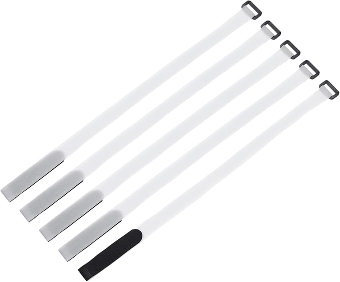 MECCANIXITY 5Pcs Reusable Battery Tie Down Straps, 0.8x20" White Nylon by MECCANIXITY