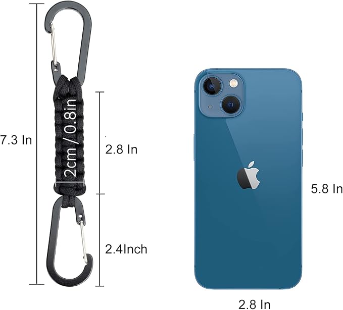 BRAVESHINE Paracord Keychain Carabiner Clip, D Ring Lanyard Hanger Stroller Hook - Image 3
