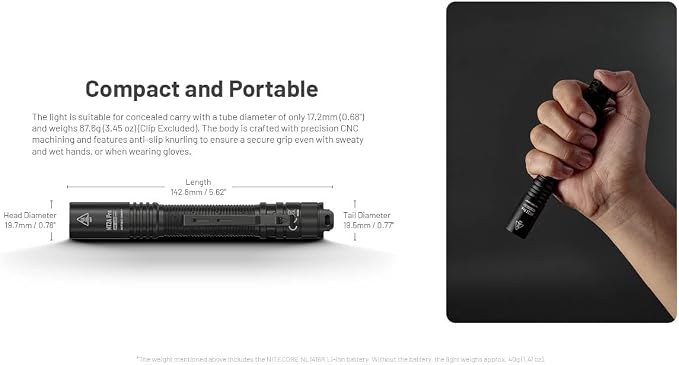 Nitecore MT2A Pro EDC Flashlight, 1000 Lumens, 279 Yard Beam, USB-C Rechargeable - Image 8