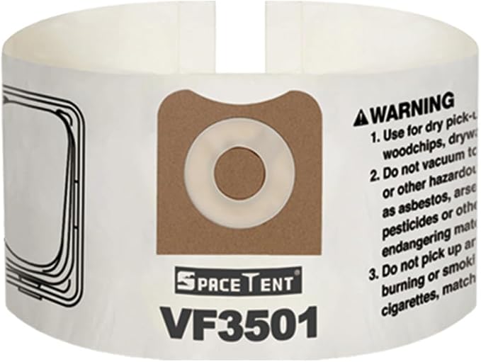 6 Pack VF3501 Replacement for Rigid Shop Vac Bags 4 Gallon Size C, compatible by SpaceTent