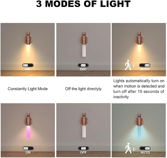 LANDGOO 2 Pack Walnut Night Lights - Image 3