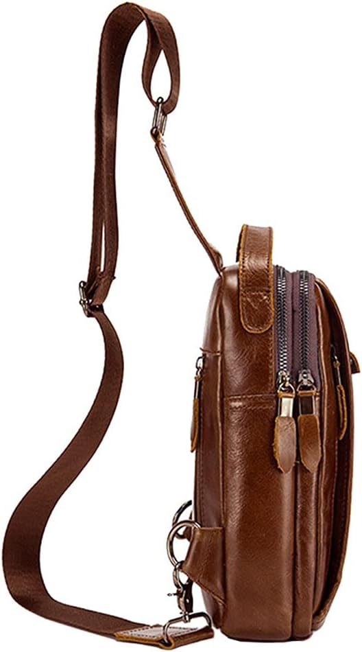 Leather Sling Bag Backpack for Men Women Outdoor Travel Hiking Business - Image 2