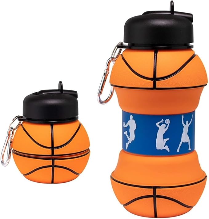 Soccer Water Bottle, 34oz Collapsible Silicone BPA-Free Kids Sports Bottle by Unknown