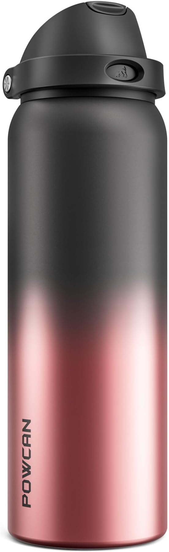 POWCAN 40 oz Stainless Steel Water Bottle: 2-in-1 Push-Button Spout & by POWCAN