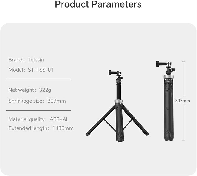 TELESIN 59in Long Selfie Stick Tripod - Image 6