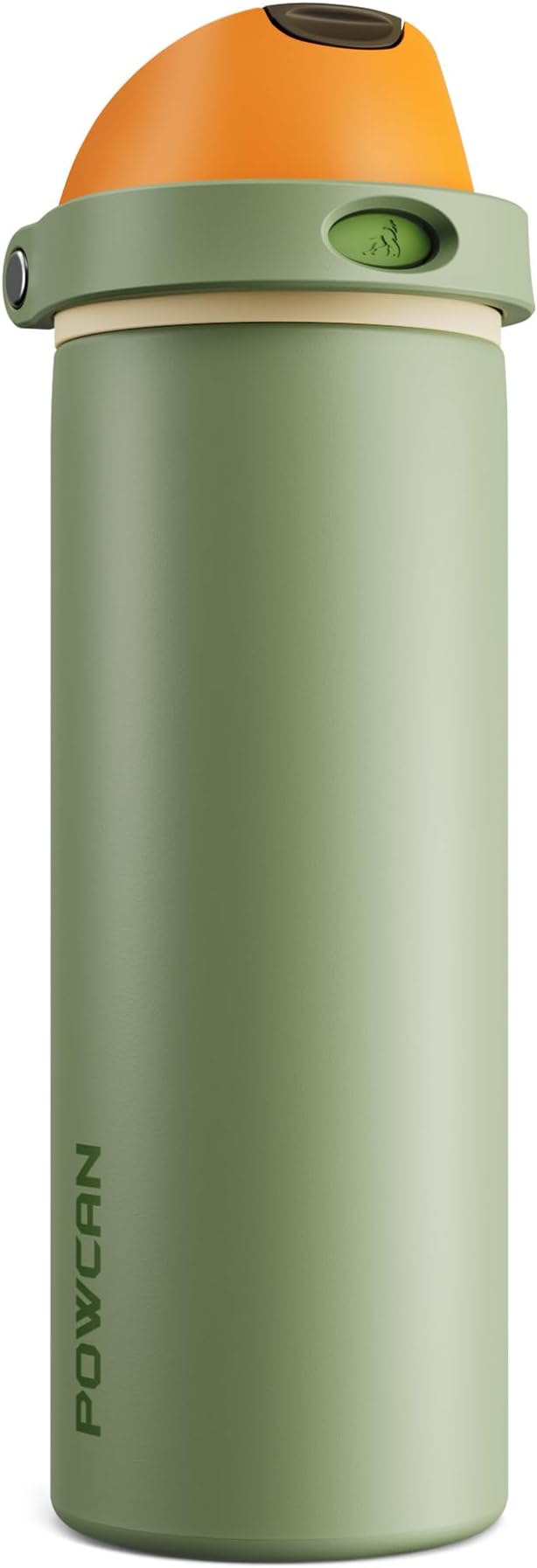 POWCAN 24 oz Metal Sports Water Bottle: 2-in-1 Push-Button Spout & Quick-Flip by POWCAN