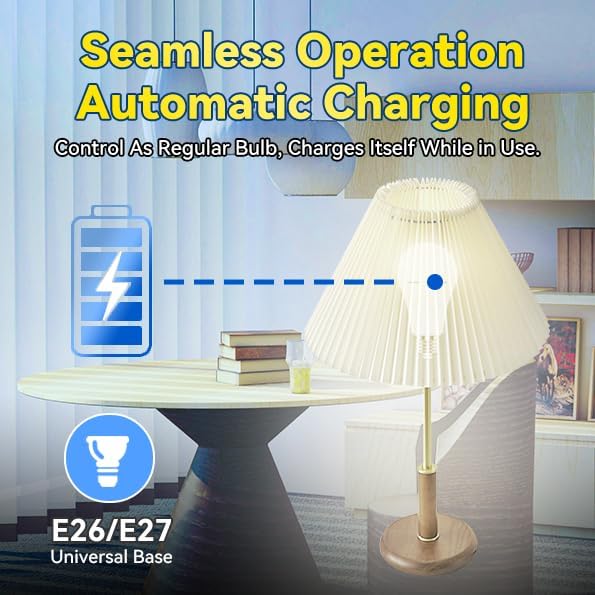 Neporal A19 Rechargeable Light Bulbs, Socket Rechargeable Emergency Light Bulb - Image 5