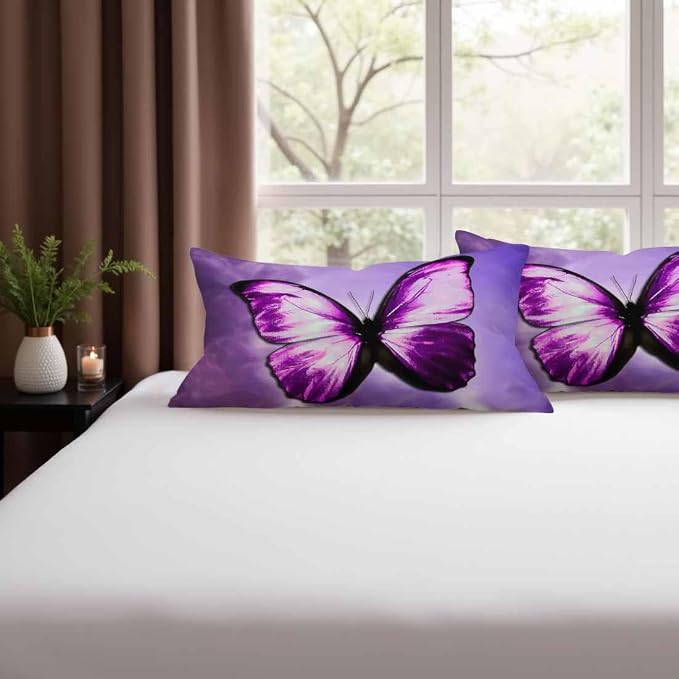 Purple Butterfly Couch Pillow Covers 12 X 20 Vibrant Magical Nature Insect Set - Image 9