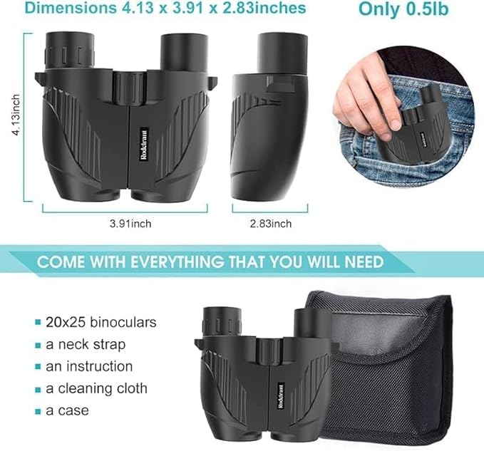 20X25 Compact Binoculars for Adults, Large Eyepiece Waterproof Binocular - Image 4