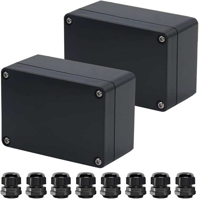 2pcs Project Box ABS Black Electrical Boxes IP65 Outdoor Waterproof Box by Raculety