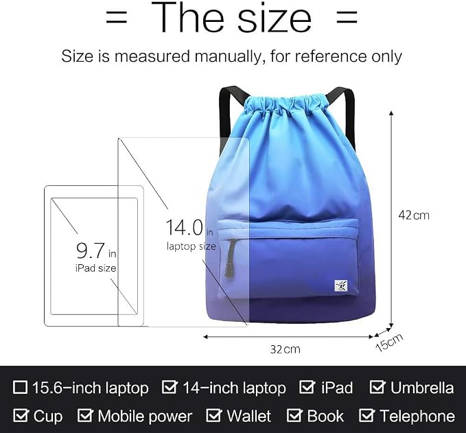 Waterproof Drawstring Bag, Gym Bag Sackpack Sports Beach Backpack - Image 5