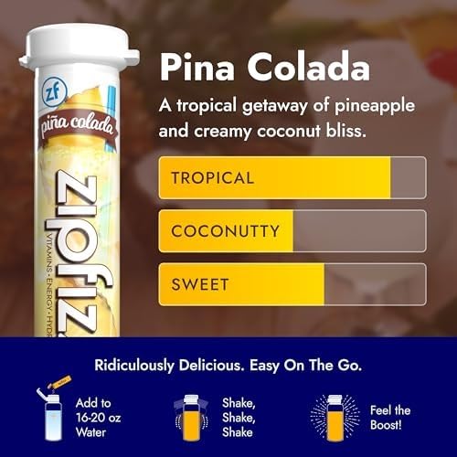 Zipfizz Daily Energy Drink Powder, Pina Colada, 20 Pack | 3-in-1 Sustained - Image 6