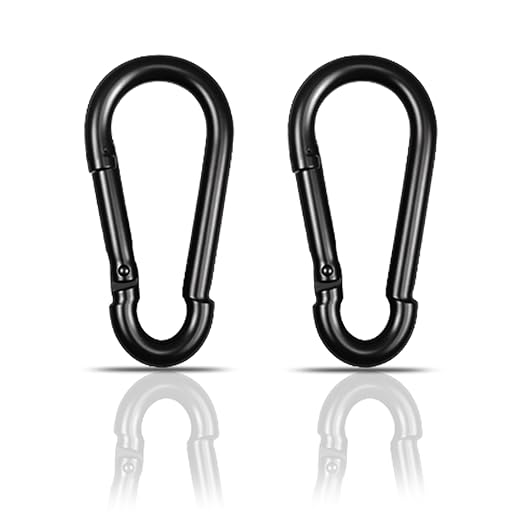 Black Carabiner, Heavy Duty Galvanized Steel Spring Snap Hook Carabiner Clips by High-PQ