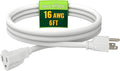 Indoor Outdoor Extension Cord 6 FT, 16/3 SJTW Weatherproof White Electrical by GREATIDE