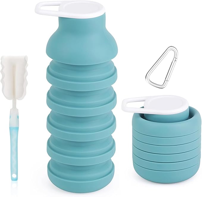 Collapsible Silicone Water Bottle – Foldable Travel Water Bottle Leakproof by BMLFOH