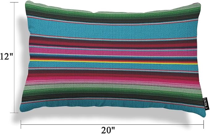 EKOBLA Decorative Lumber Cushion Case Mexican Stripes Pattern Ethnic Cinco De - Image 5