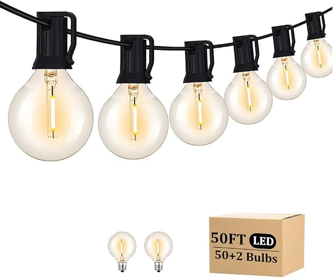 Outdoor String Light 50FT Patio Black by Unknown