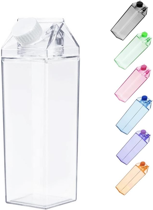 Jinberry 500ml/17Oz Cute Clear Milk Carton Water Bottle Portable Drinkware by Unknown