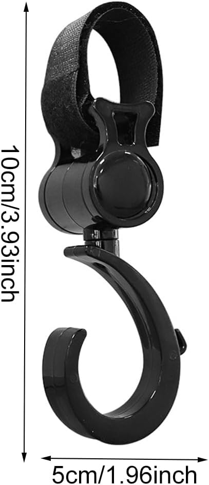 2 Pcs Walker Hook Hanging Multipurpose 360° Rotation Stroller Clip Diaper Bag - Image 3