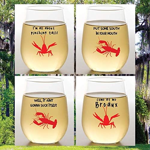 Set of 4 Shatterproof Designer 16 oz Plastic Wine Glasses MADE in the USA by Unknown