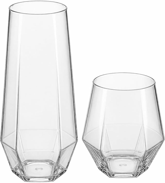 Oojami 48 Pack Diamond Clear Unbreakable Stemless Plastic Glasses 24 9oz by Oojami