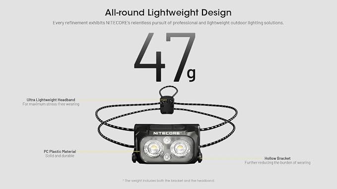 Nitecore NU25 MCT UL 400 Lumen Ultralight USB-C Rechargeble Outdoor Headlamp - Image 5
