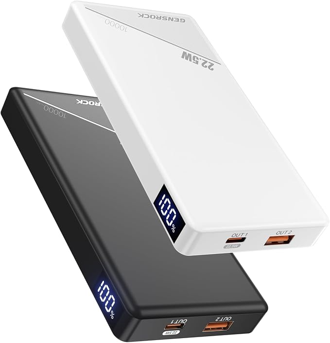 GENSROCK 2 Pack Portable Charger Power Bank 10000mAh, PD 22.5W Fast Charging by GENSROCK