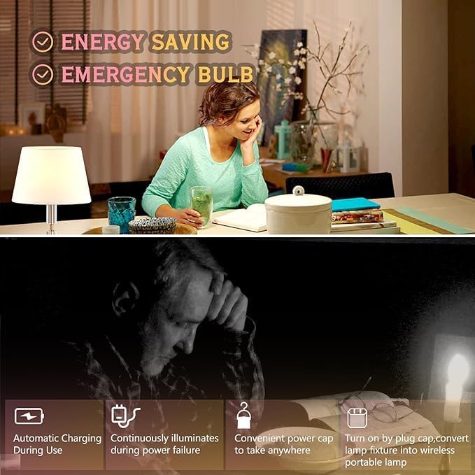 Emergency Rechargeable Light Bulbs, Battery Powered LED Light Bulb Daylight E26 - Image 8