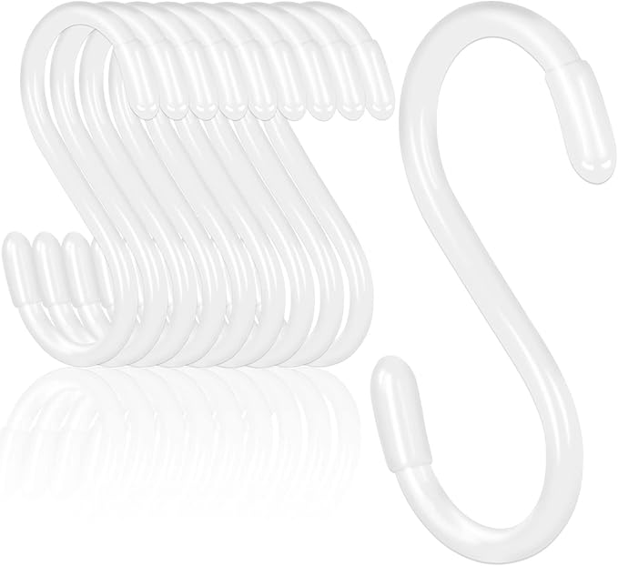 DINGEE White S Hooks, 3 Inch Vinyl Coated S Hook by DINGEEUtilityHook
