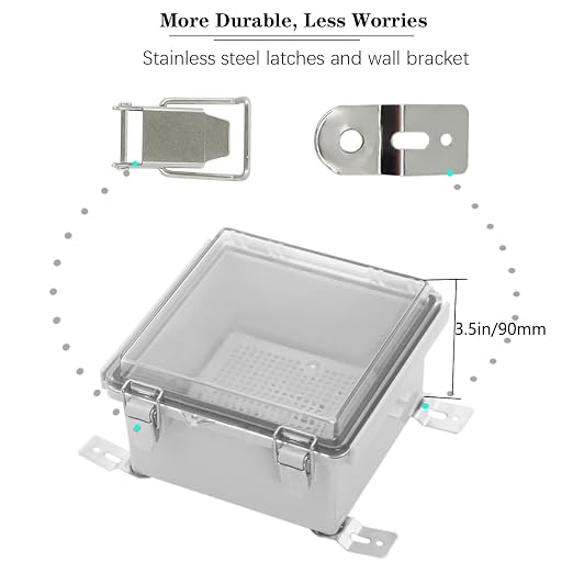 Zulkit Junction Box IP67 Waterproof Electrical Box Hinged Clear Cover Stainless - Image 2