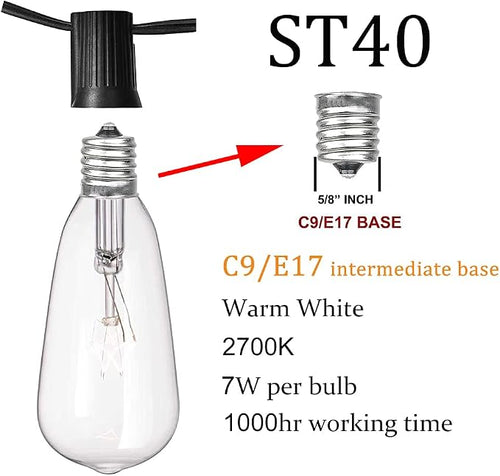 10Ft Outdoor String Lights Waterproof, Hanging Patio Lights - Image 2