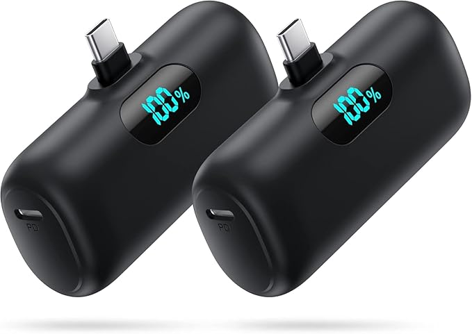 Mini Portable Charger for iPhone 17/16, 5500mAh LCD Display USB C Power Bank by APHUWJ