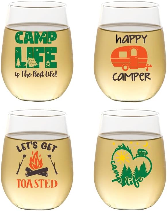 Set of 4 Shatterproof Designer 16 oz Plastic Wine Glasses MADE in the USA by Unknown