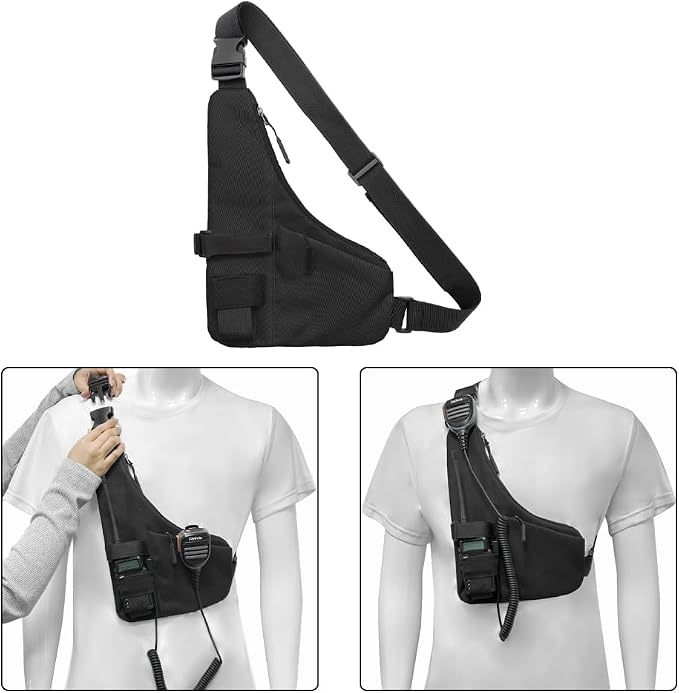 Universal Radio L Shape Chest 2 Pockets Harness Tactical Vest Nylon Vest Walkie - Image 9