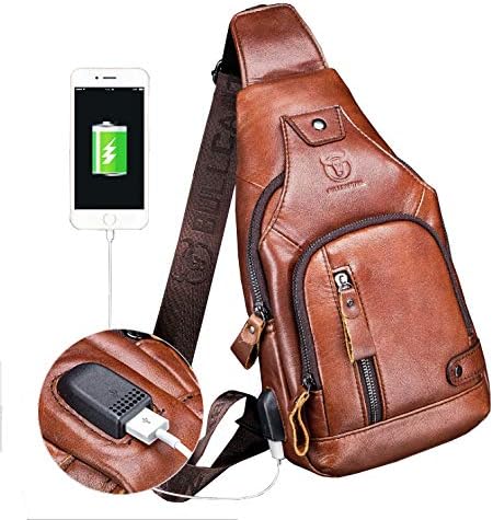 Hebetag Leather Sling Bag Hiking Daypack - Image 7