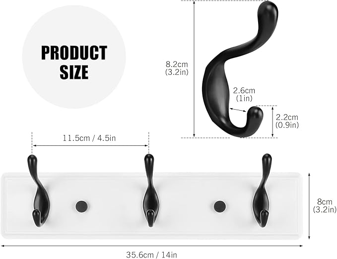 Badiano Wooden Coat Rack, Wall-Mounted Organizer - Image 2