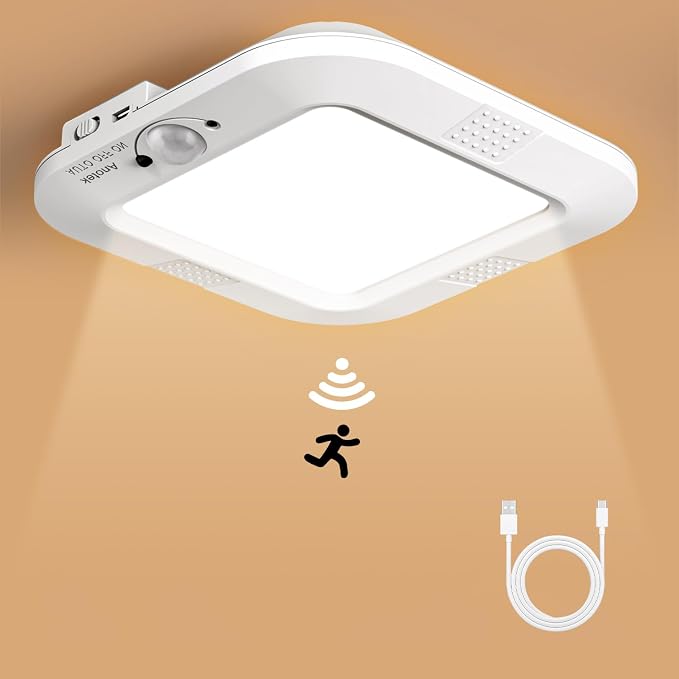 Rechargeable Motion Sensor Ceiling Light, 220LM 6000K Closet Light by ANOTEK