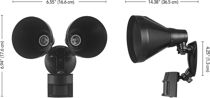 Globe Electric 17000140 180-Degree 240 W Twin Head Black Hardwired Motion - Image 11