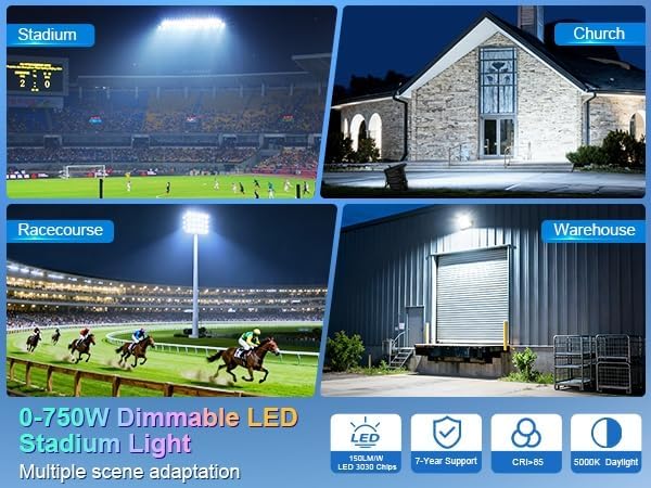 112500LM Led Stadium Light Dimmable 0-750w Super Bright Led Arena Flood Lights - Image 9