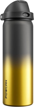 POWCAN 32 oz Insulated Water Bottle: 2-in-1 Push-Button Spout & Quick-Flip by POWCAN