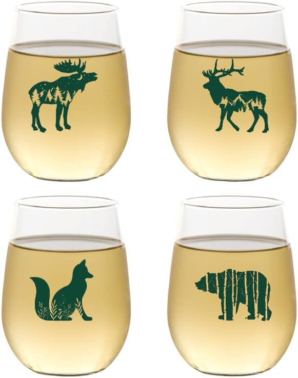 Wine-Oh! Set of 4 Shatterproof Designer 16 oz Plastic Wine Glasses MADE in the by Unknown