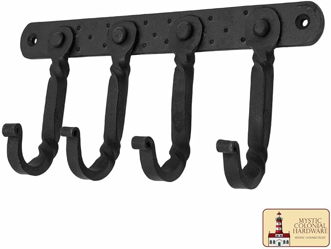 "Mystic Colonial Rustic Cast Iron Wall Mounted Coat Rack - Image 5
