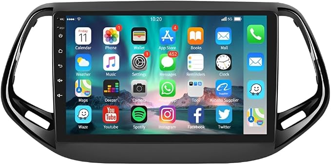 10" Android 13 Car Stereo for Jeep Compass 2017-2019, 2.5D 1080P HD Touch Screen by Hiolpen
