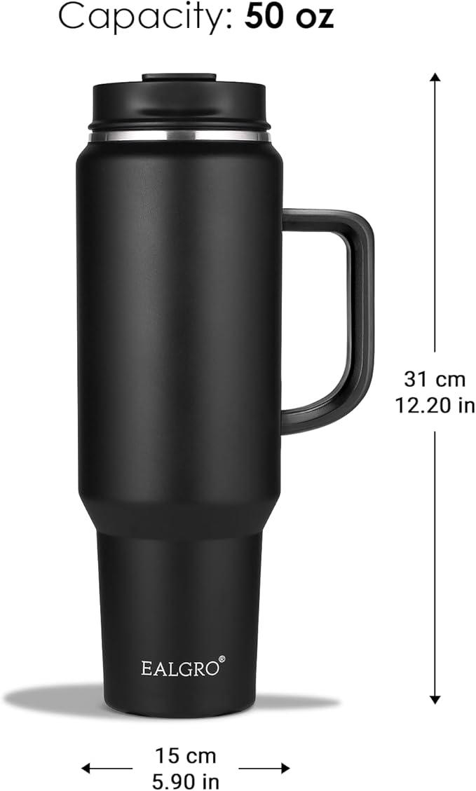 EALGRO 50 oz Tumbler with Handle, Insulated Tumblers with Lid and Straw - Image 4