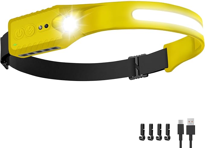 Nessciera Rechargeable LED Headlamp, 400 Lumens, 230° Wide Beam, 5 Modes — by Unknown