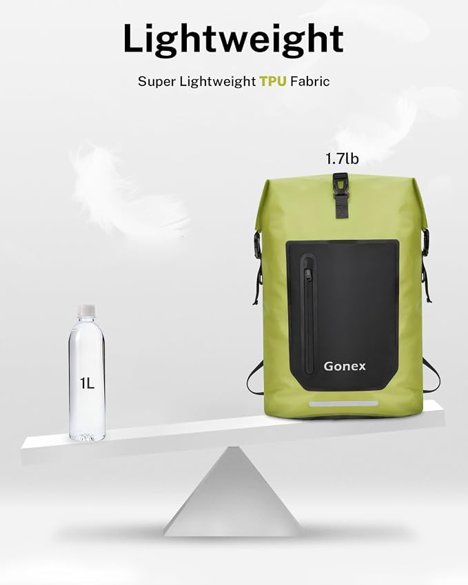 Gonex Ultralight Waterproof TPU Backpack, 55L Roll Top Dry Bag - Image 3